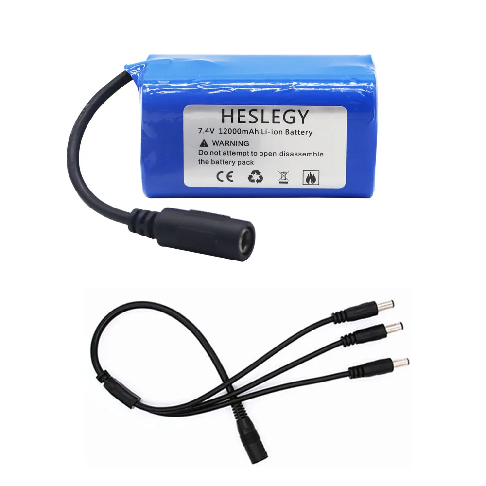 Hoge capaciteit Batterij 7.4V 12000mAh met USB Lader Voor T188 T888 -5 TH88 CF18 C18 RC Hoge Snelheid RC Voerboot Vissersboot: Sky Blue