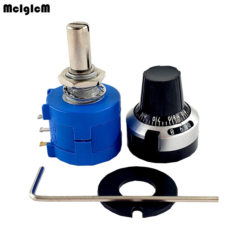1 Sets 3590S-2 3590S Series Precision Multiturn Potentiometer 10 Ring Adjustable Resistor+ Turns Counting Dial 6.35mm Knob