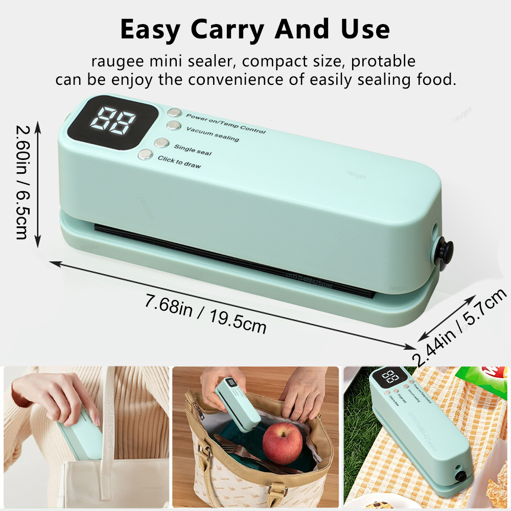 Vacuümsealer Mini Vacuümverpakkingsmachine USB Oplaadbaar 1200mAh Plastic Zakken Sealer Voor Keuken Voedsel Opslag Pack Afdichting