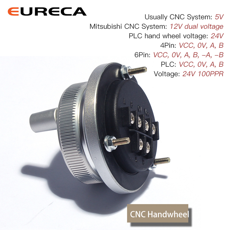 CNC Pulser Handwheel 5V 12V 24V Pulse 100PPR Manual Pulse Generator Electronic Hand Wheel Machine 60mm Rotary Encoder 4pin 6pin