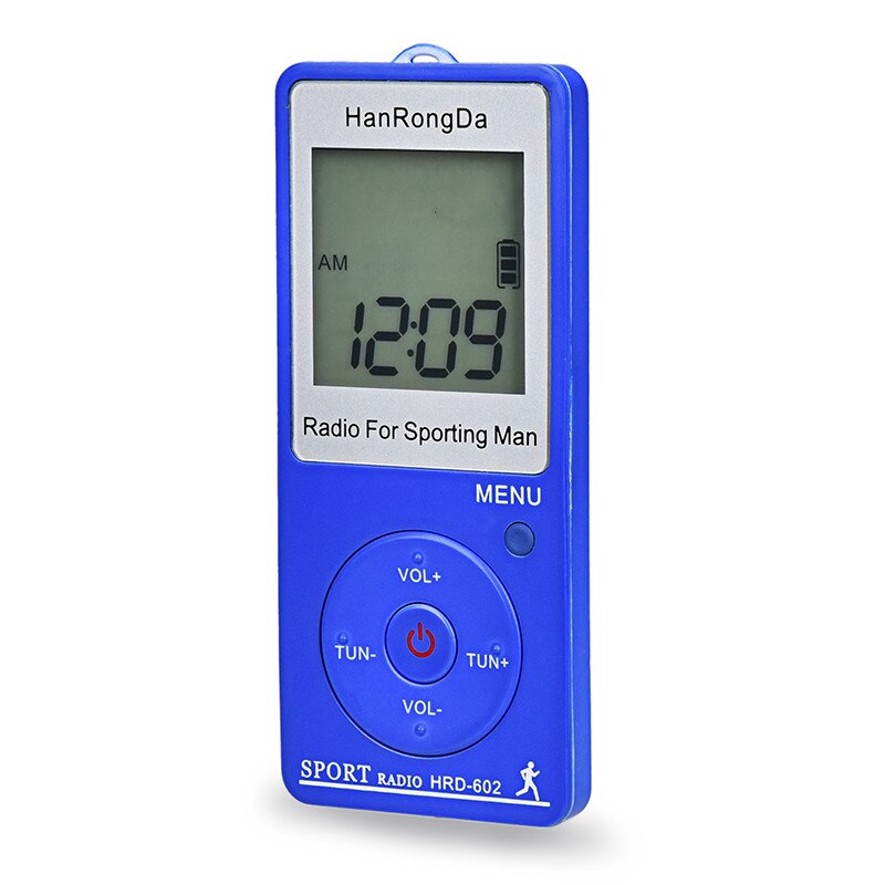 Outdoor Radio Ontvanger Fm/Am Radio Wereld Band, Pocket Radio Met Lcd-scherm Lock Knop, Met Oortelefoon: blue