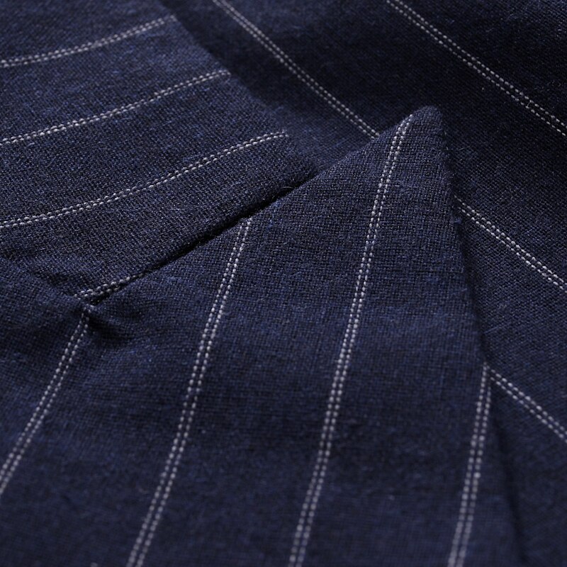 Men's Double Brested Pinstripe Suit Jacket Brand Slim Fit Notched Lapel Dress Blazer Men Casual Business Formal Blazer Masculino