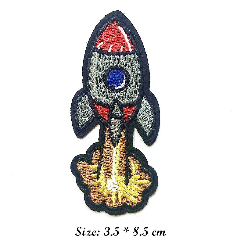 Rocket Flying saucer Space ship Patches Embroidered for Clothing DIY Stripes Applique Clothes Stickers Sewing Iron On Clothes: 11