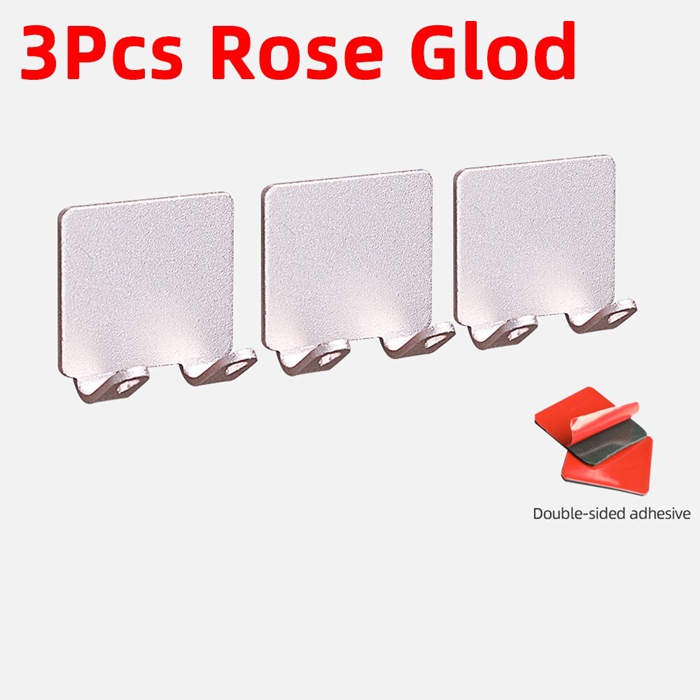 Porte-rasoir mural, crochet de rangement de douche, porte-rasoir de salle de bain, étagère de produits, étagères de rangement de cuisine: 3 Rose Glod
