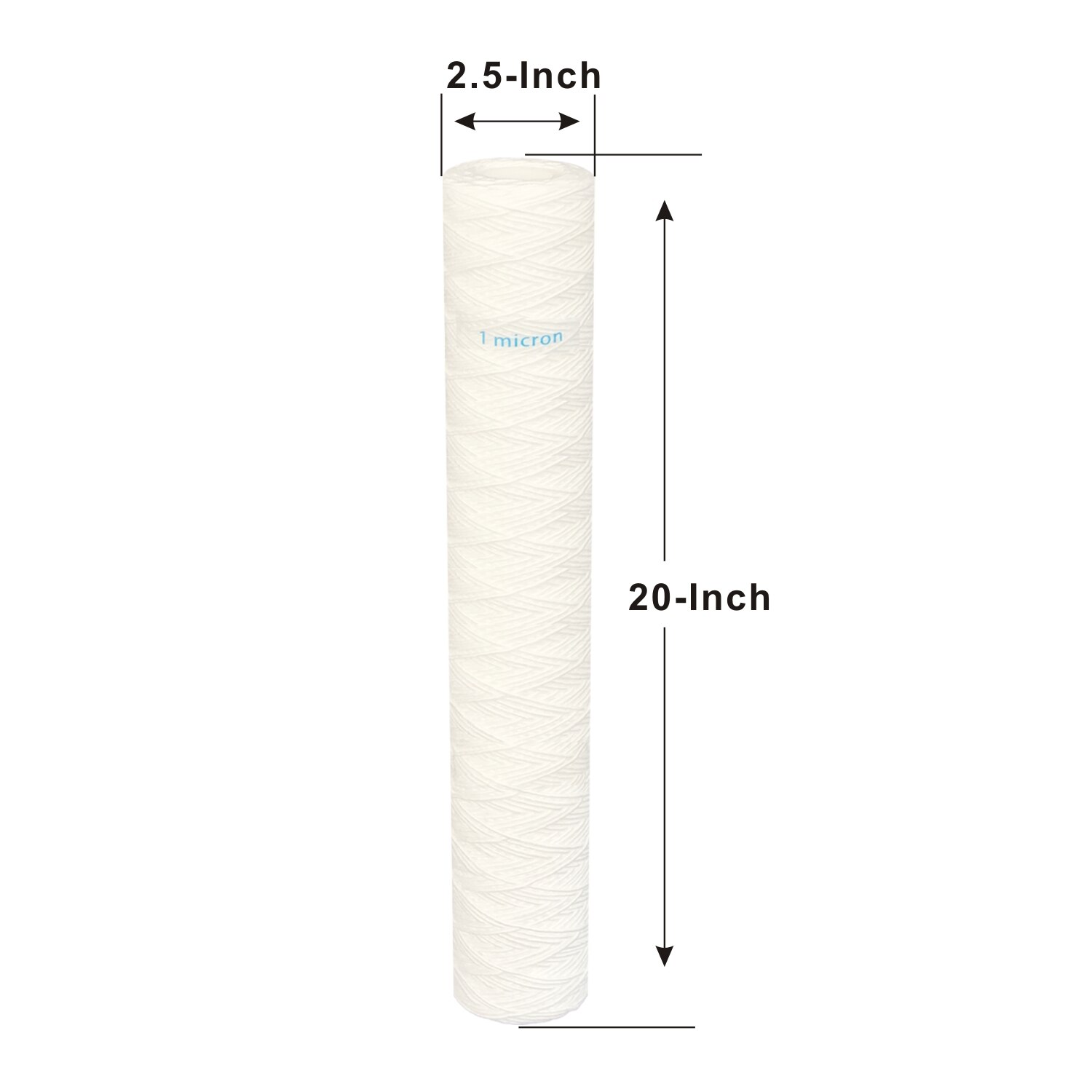 2 PACK Of Universal Polypropylene String Wound Sediment Water Filter Cartridge 2.5" x 20" - 1 Micron