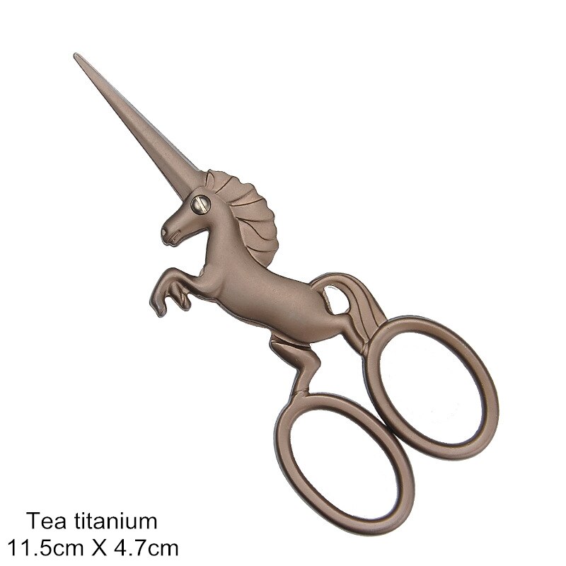Sewing Scissors Unicorn Tailor Embroidery Scissor Classic Handicraft Fabric Antique Stitch Craft DIY Cut Art Cross Sewing Tool,Q: Unicorn Brown
