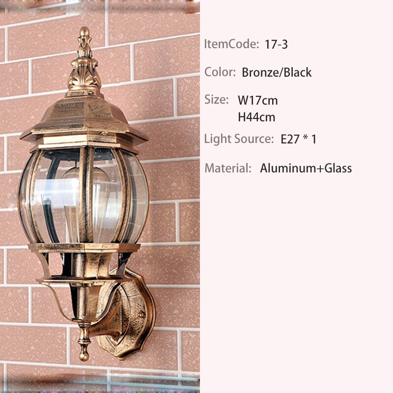ledet utebelysning vegglys utelys med ledet balkonglys aluminium  e27 lampe: 17-3 w17 h44cm / Bronse