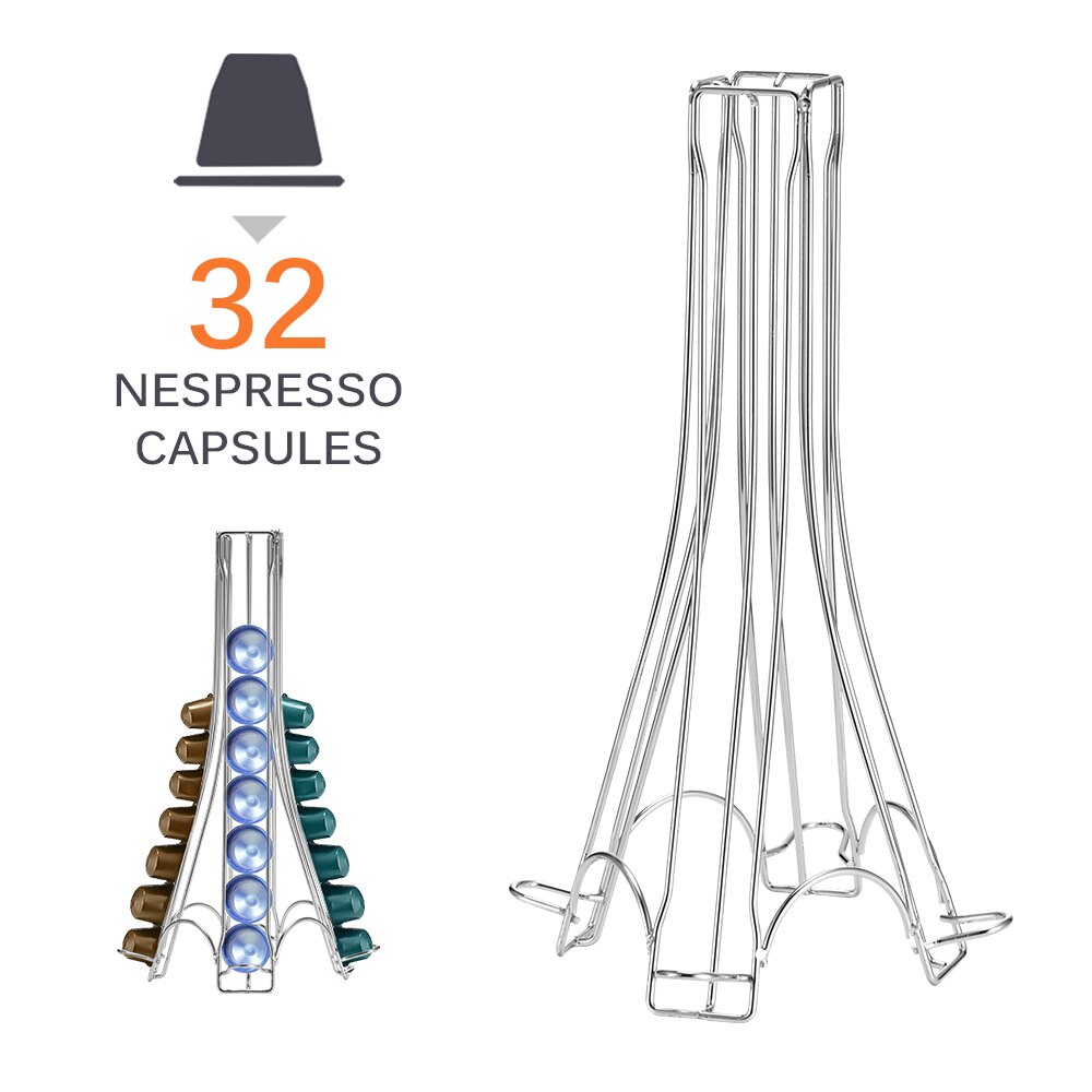 Jern kaffepuder holder kapselholder til 32 kaffepuder til nespresso kapselholder hjemmebutik kontor kaffegrej