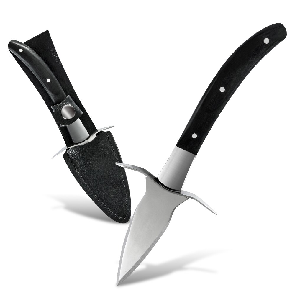 XYj Stainless Steel Oyster Knife Clam Open Shell Tool For Oysters Scallop Shucking Knives Wooden Handle Seafood Opening Knife: black handle
