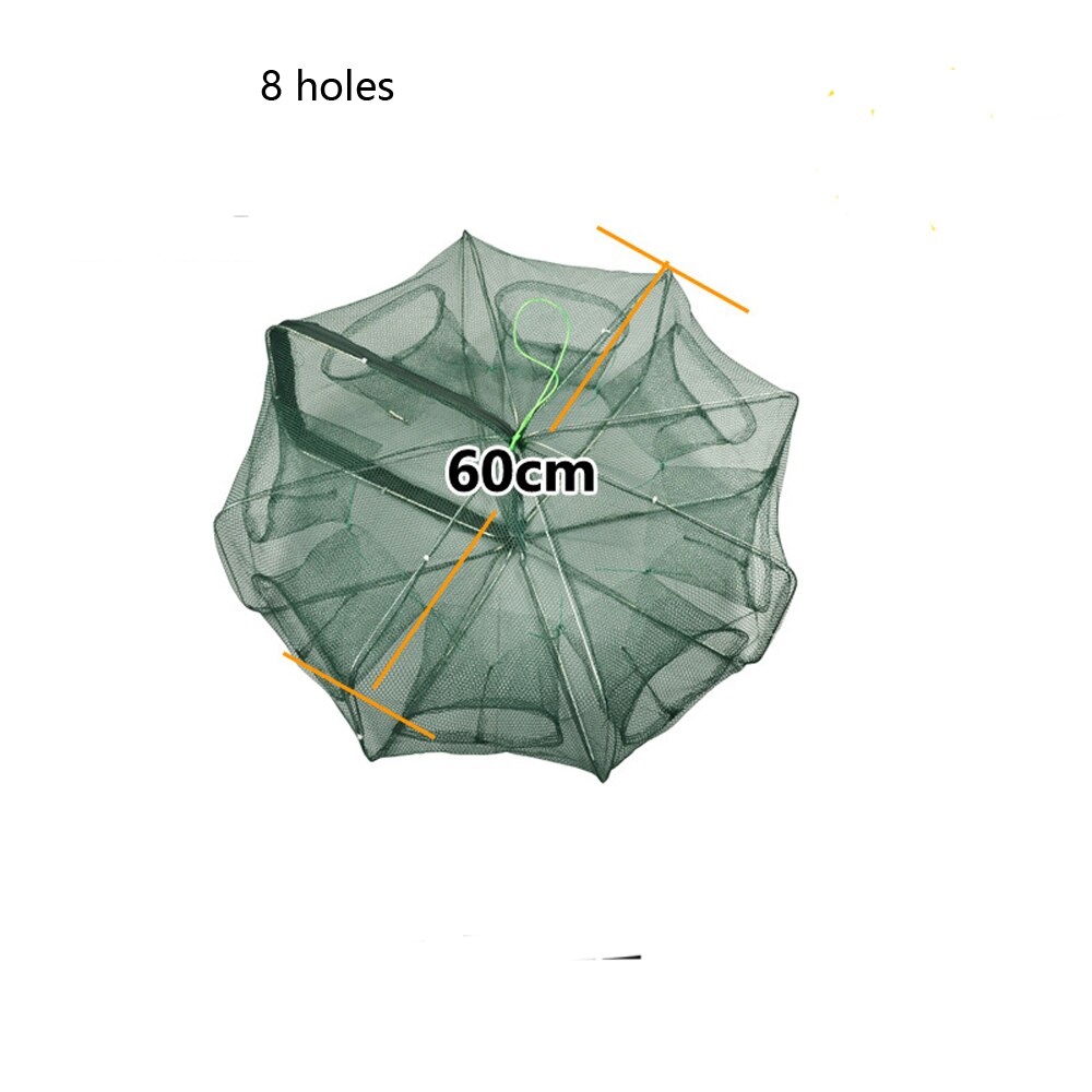 6/8/12/16 Hole Folding Portable Hexagonal Net Fishing Crayfish Fish Automatic Trap Shrimp Carp Catcher Cage Net Net: 8 holes   60cm