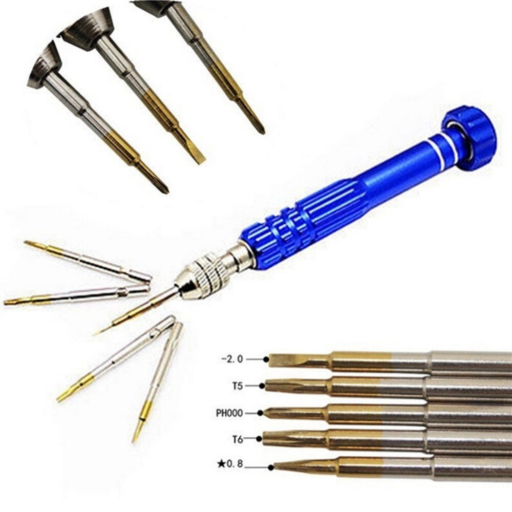 Juego de destornilladores QPtools 5 en 1 de aleación de aluminio de precisión para Iphone Samsung Galaxy, herramienta de desmontaje para reparación de teléfonos inteligentes