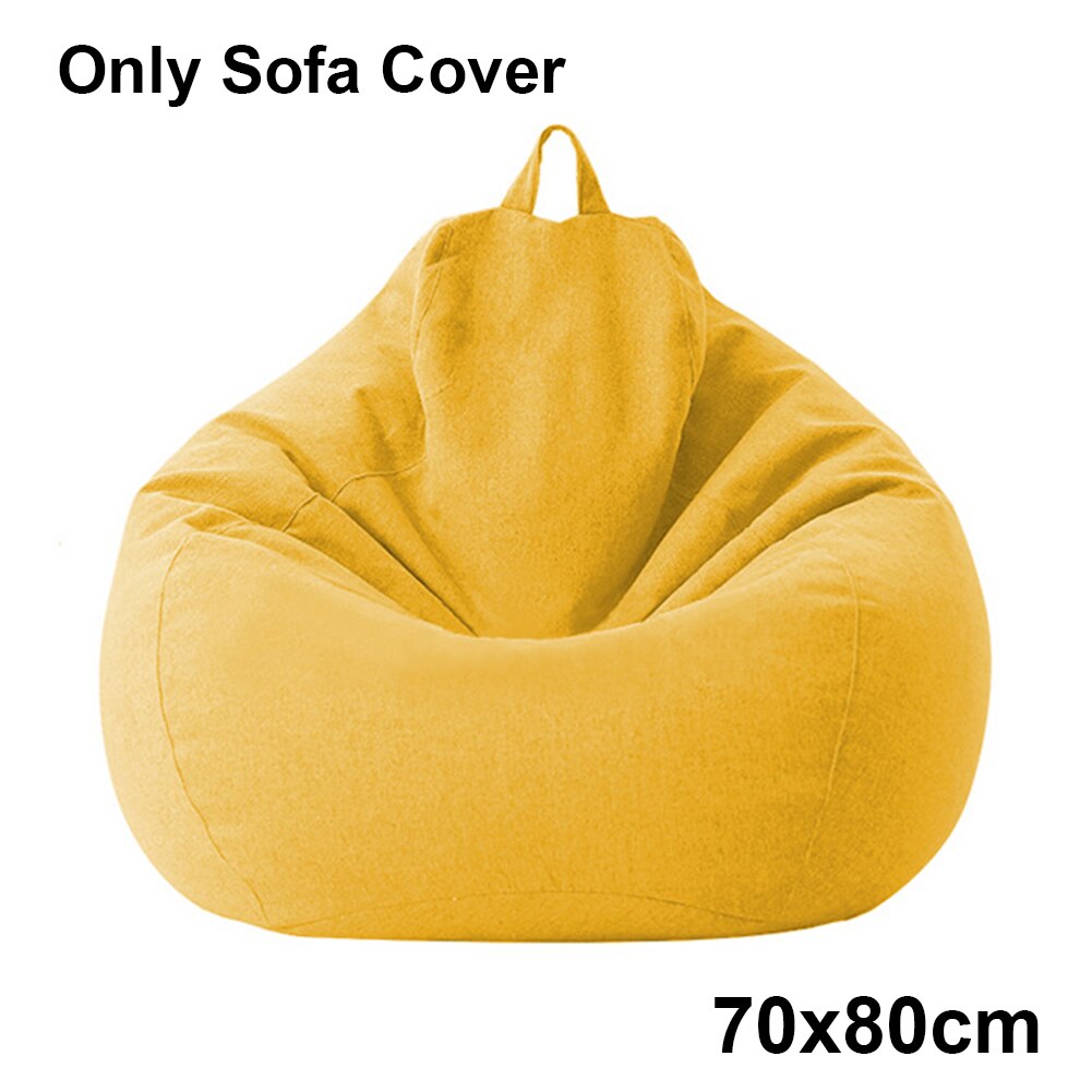 Store små dovne sofaer dækker stole uden fyldstof linned klud lænestol sæde sækkestol puff puff sofa tatami stue: Gul 70 x 80cm