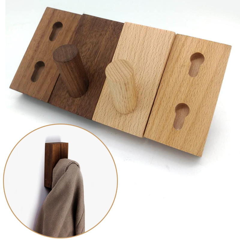 Natural Wooden Hook Hanger Wall For Coat Key Room Decoration Organizer Hooks Behind The Door Nordic Style Nat