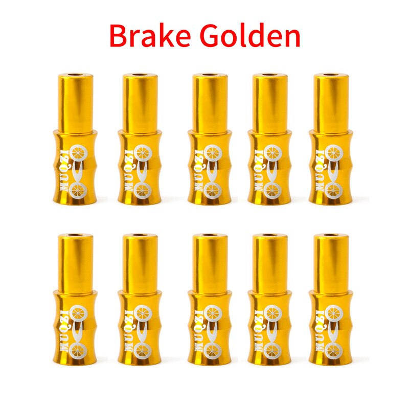 Muqzi 10 Stuks Kabel Cap Fiets Brake Cable End Cap Shift Draad End Cap 4Mm 5Mm Aluminium mountain Road Fiets Behuizing Onderdelen: Gold  Brake