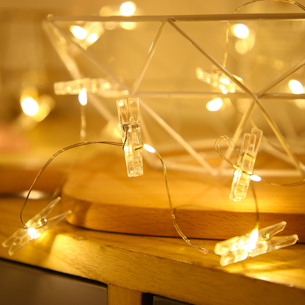 Guirlande lumineuse à Clip Photo, 2M/5M/10M, boîte à piles LED, guirlande pour chambre à coucher, fête à domicile, mur Photo, décoration de mariage et de noël
