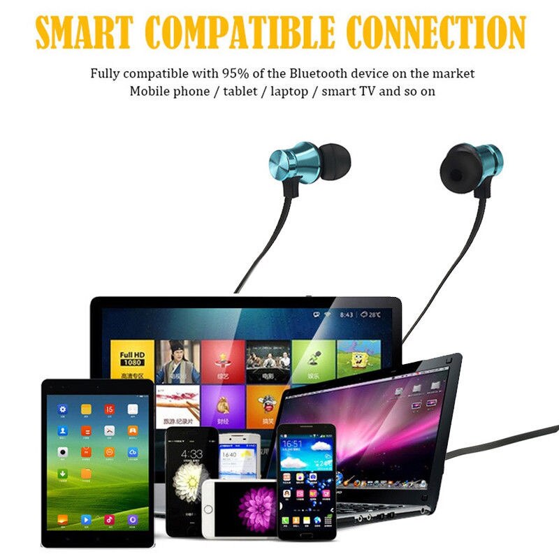 Bluetooth Headset Handfree Earbud with Mic Magnetic Wireless Bluetooth 4.1 Earphone Sport Earphone for Xiaomi Iphone Android Ios