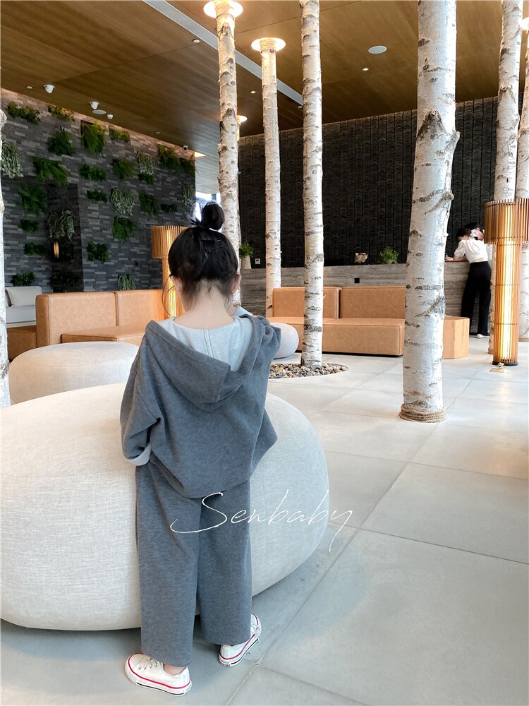 Meisje Kind Hoody Lente Kleding Wijde Pijpen Broek Kinderen Mode Stijl Vrije Tijd Sport Pak