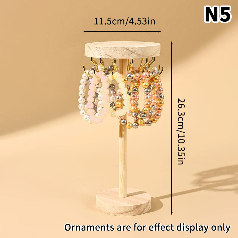 Halsbandshållare, arrangör, smyckesträd, stativ med 12/18 metallkrokar, trähalsbandsdisplaytorn för hemmet eller mässförsäljning: Grå