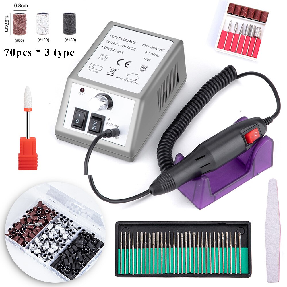 Dmoley elektrisk pedicure maskine negleboremaskine elektriske manicurebor tilbehør pedicure sæt neglebore negleværktøjer: 210 stk mixcolor
