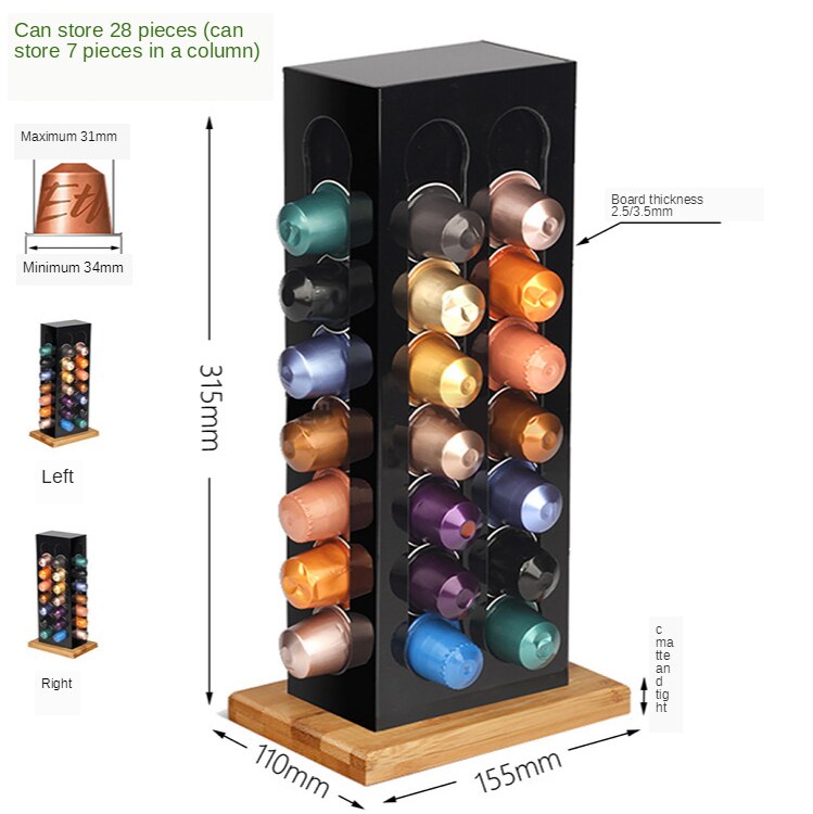 1PC Acrylic Coffee Pod Holder Rack Capsule Storage Stand Nespresso Rack Dispensing Tower Display: 7029A