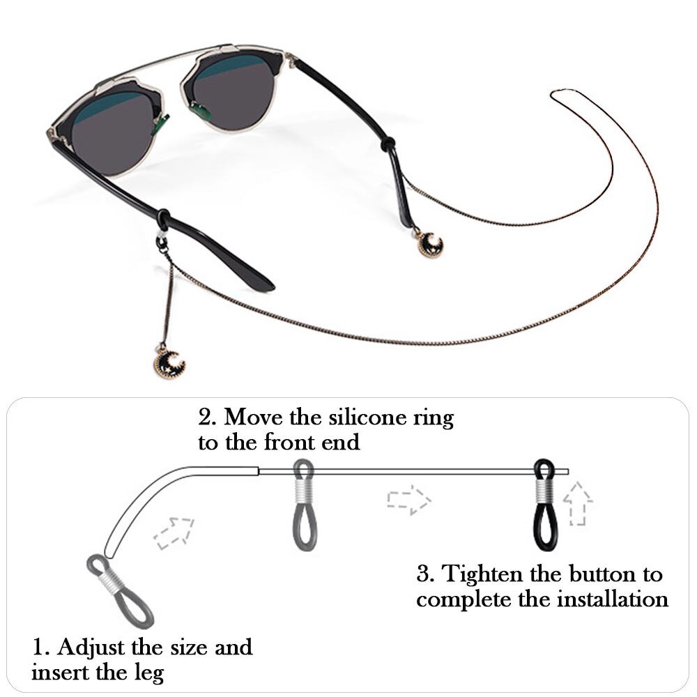 Black Metal Glazen Chain Holder Zonnebril Lanyard Ketting Antislip Brillen Strap Eyewear Accessoires