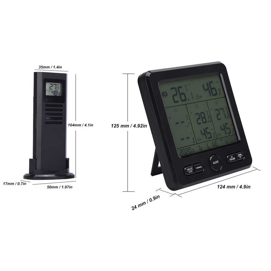 Draadloze Indoor Outdoor Thermometer Voor Weerstation TS-6210 Digitale Weer Thermometer Met Klok Kalender En Vochtigheid