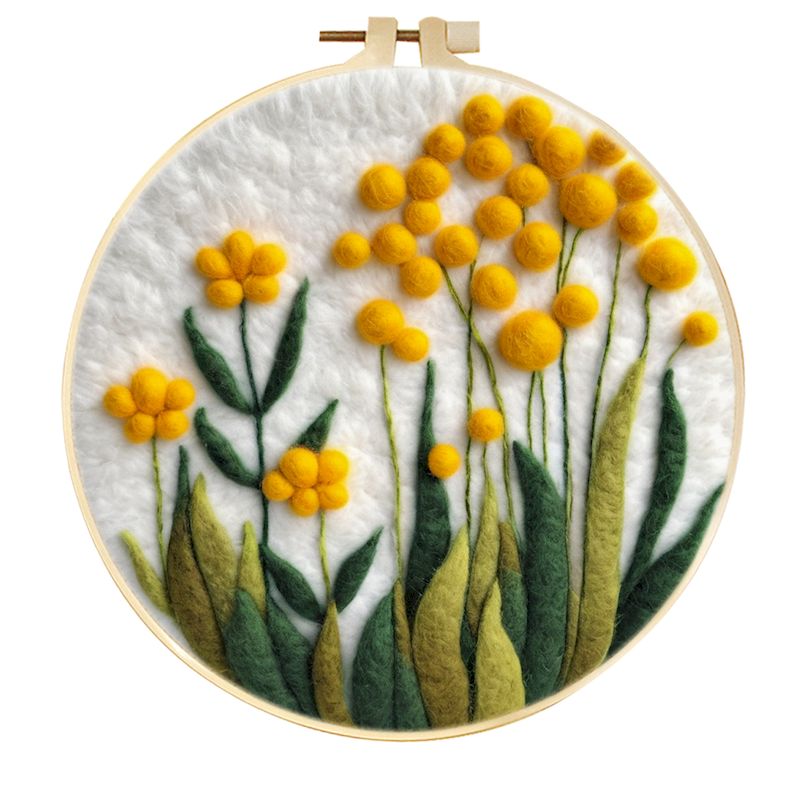 GATYZTORY Wollfilz-Gemälde, DIY-Wollstickerei-einstellen, kreative Blumenlandschaft, Wolle, Nadelfilz, Bild-einstellen, Basteln, Gemälde,: Schwarz