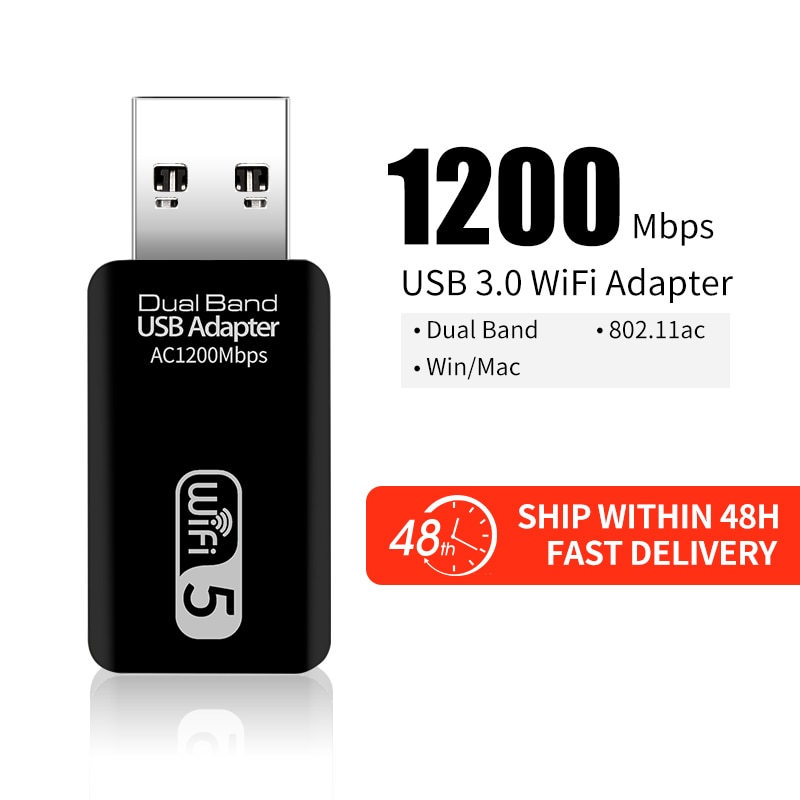 1200Mbps USB Adaptateur Wifi Sans Fil Double Bande 802.11b/n/g/Wi-Fi ac Antenne Réseau Carte Récepteur 2.4G et 5G Pour pc De Bureau Portable