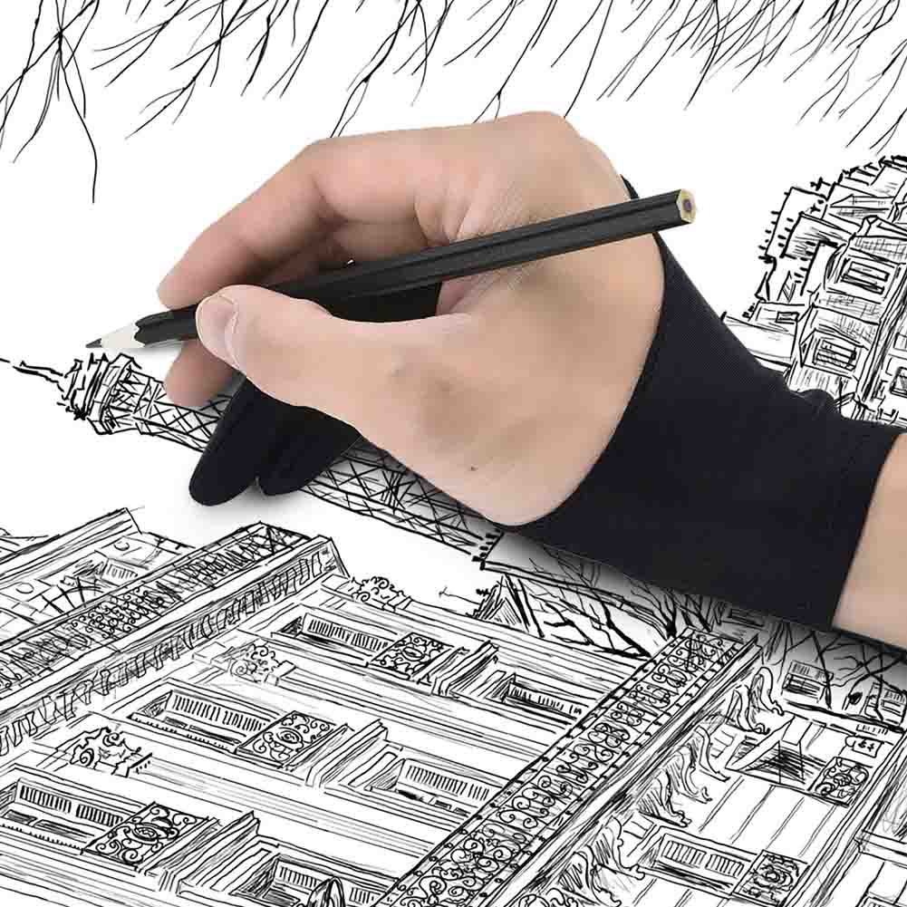 Kunstnerhandske til tegning sort 2 fingermaleri digital tablet skrivehandske til kunststuderende kunstelskere