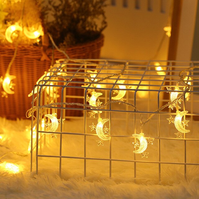 3m 20 LED Schnur Licht Girlande Stern Mond Gebühr Lichter Ramadan Dekorationen für Heimat Hochzeit Lichter für Zimmer vorhang Dekor: Mond Stern- Warmwhite