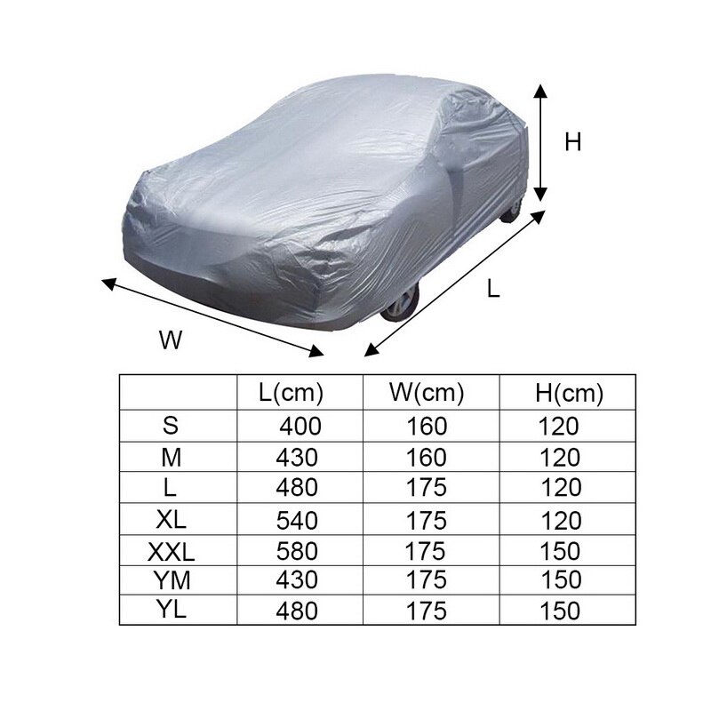 1 ud. Cubiertas para coche entero Universal nieve polvo sol sombra ultravioleta cubierta plata clara Auto Protector de exterior cubre polvo lluvia resistente