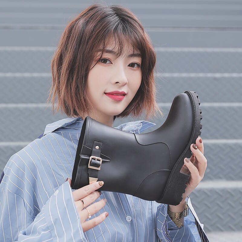 Bottes de pluie en caoutchouc pour filles | Bottes de neige imperméables, bottes de pluie souples à boucle, chaussures d'eau antidérapantes, grande taille 36-40