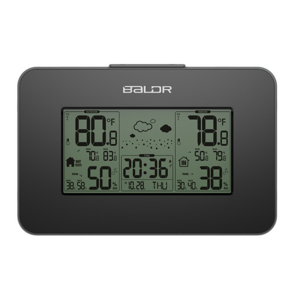 Baldr – capteur de température et humidité sans fil, affichage LCD, pour intérieur et extérieur, alarme, hygromètre numérique, thermomètre, Station météo: Black