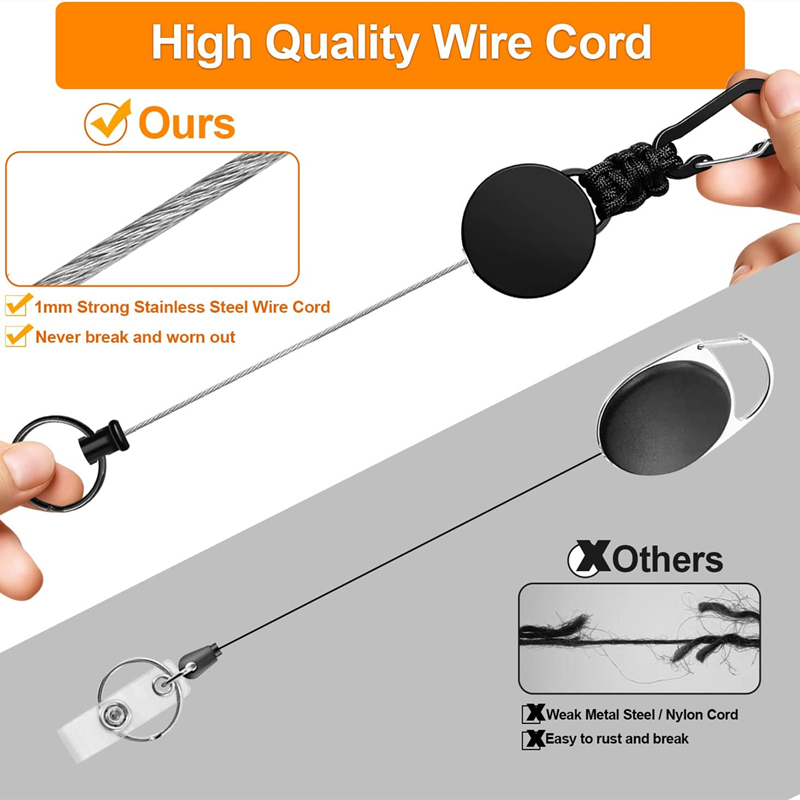 3/1PC Heavy Duty Retractable Key Chain Anti-theft Keychain with Carabiner Retractable Badges Holder Outdoor Multiple Tools ﻿