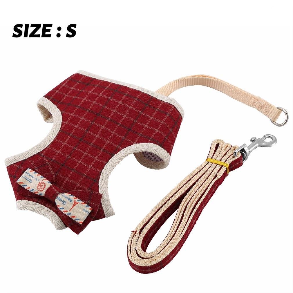 Pet Leash Bowknot Pet Chest Strap Vest Style Cat And Dog Leash Rope No Traction Dog Harness Breathable Mesh: Light Green / L