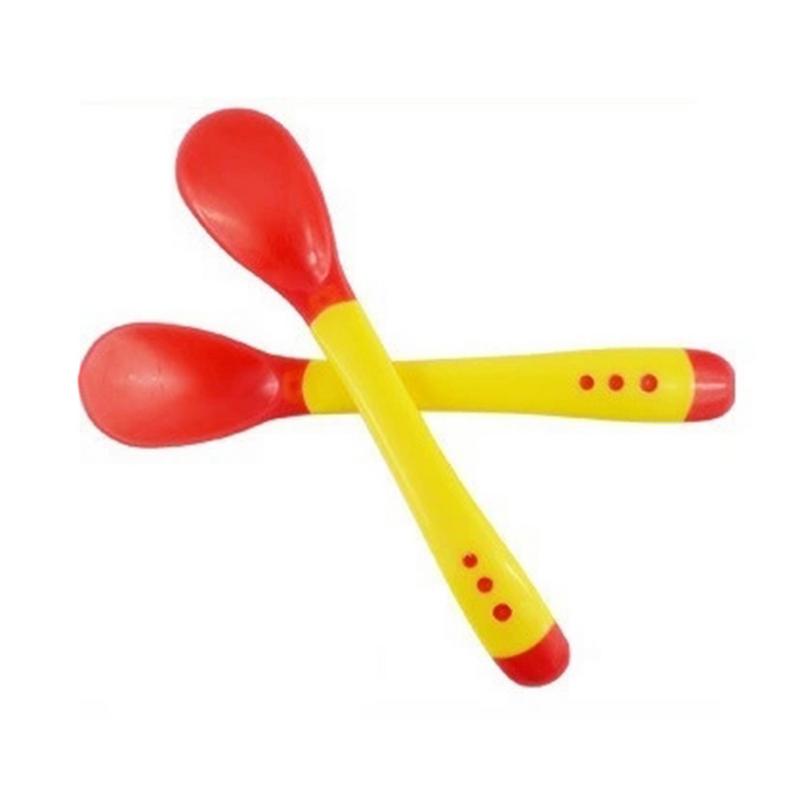 Babyskedar matar disk servis för barn bestick bestick temperatur färgbyte sked silikon säkert för barn: 01