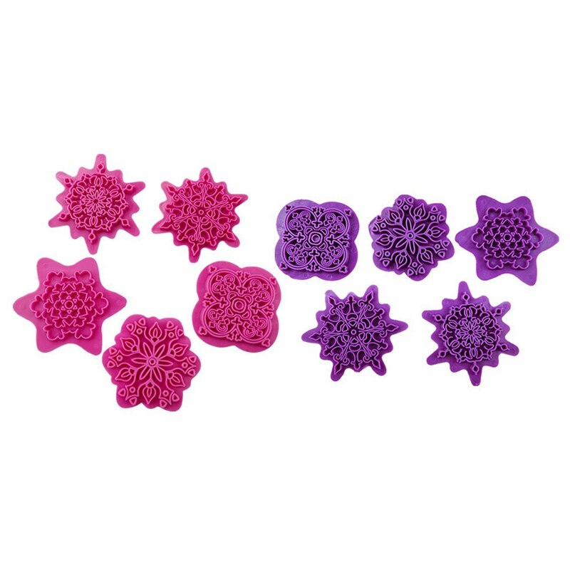 Estampado de encaje de Mandala en relieve, troquel de plástico, arcilla polimérica, escultura, textura, sello, herramientas para arcilla, 5 unidades/juego, herramientas para punteado de Mandala