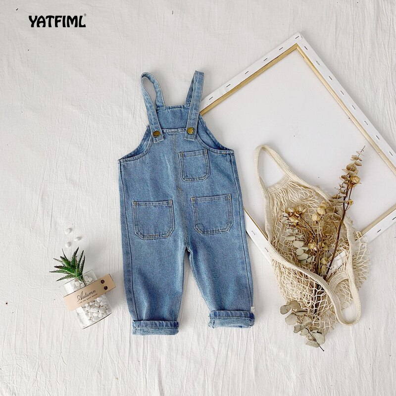 YATFIML Peuter Jongens En Meisjes Jeans Jumpsuit Herfst Kids Kleding Kinderen Denim Overalls Baby Broek Rompertjes