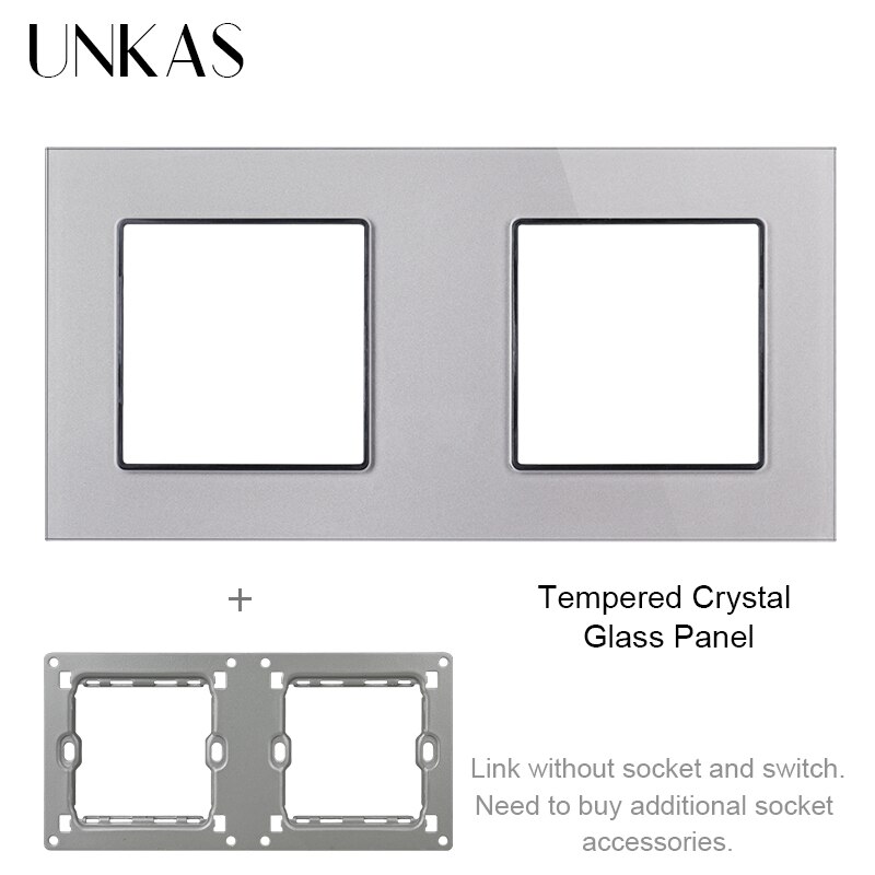 UNKAS Free Combination DIY Gray Single Tempered Crystal Glass Panel Grey Matching Modules For Wall Socket Switch: Gray 172 Panel