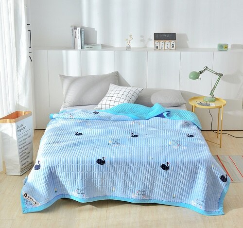 Met de hand gestikte multifunctionele quilt of deken decoratie slaapkamer voor thuis om een goed leven te brengen: Vol / Blauw