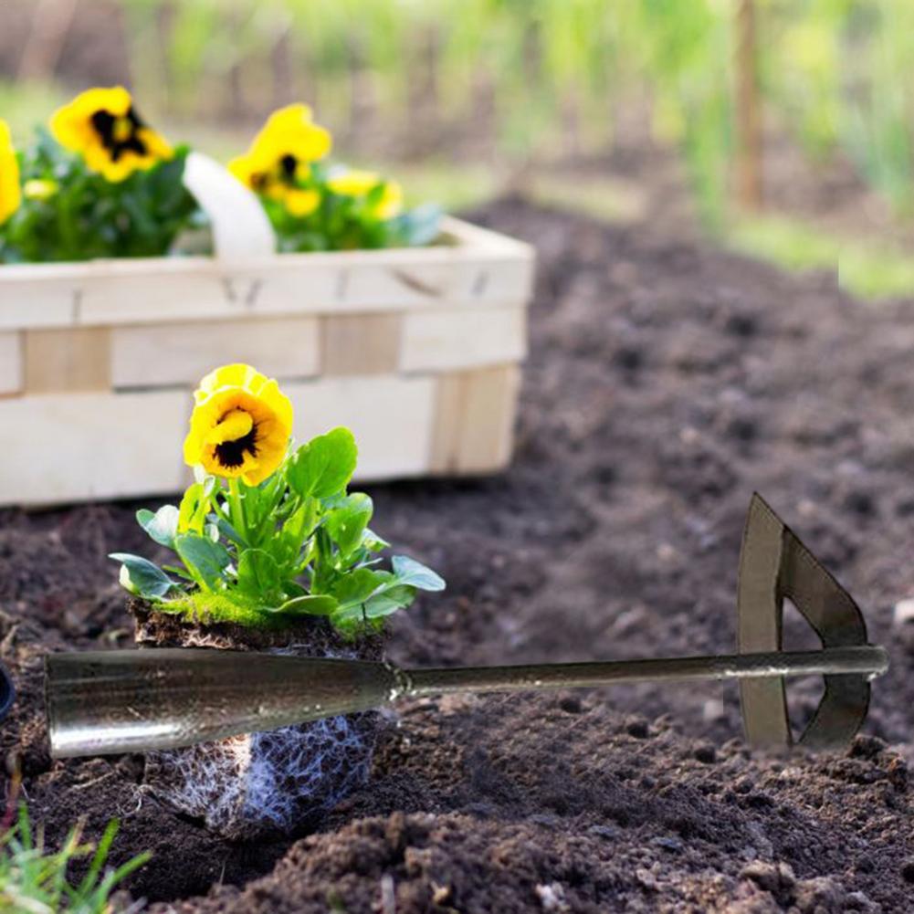All-Steel Hollow Hoe Handheld Farming Weeding Shovel Rake Hand Tool Garden Soil Loose Vegetable Planting Rake Grass Root Remover