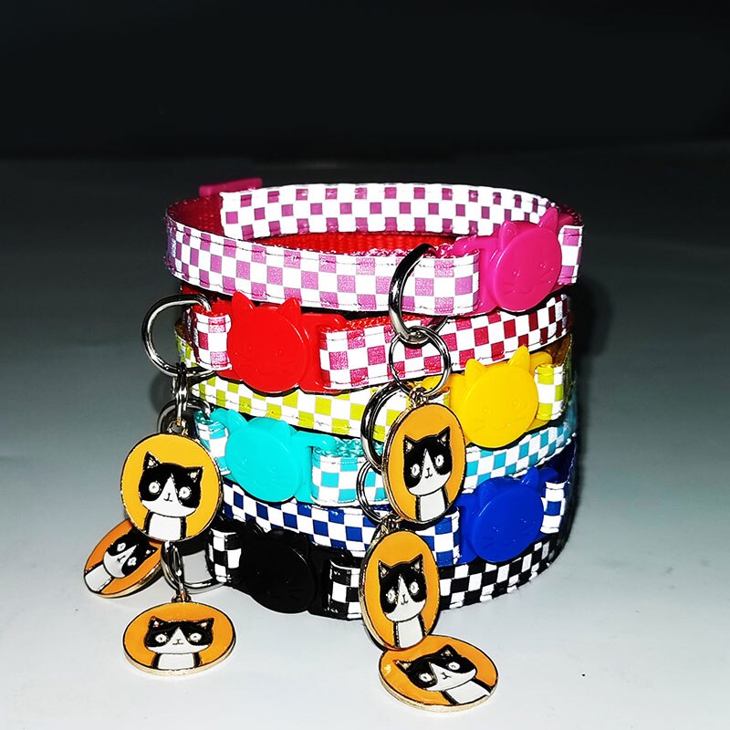 Reflective Charm and Bell Cat Collar Safety Elastic Adjustable Colors Pet Product Small Dog Collar for Kitten Puppy Pets