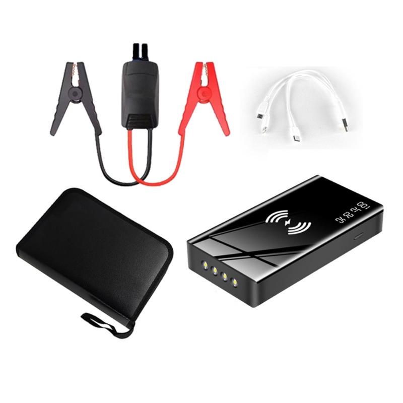 Wireless Charge Car Jump Starter Smart Clip Emergency Battery Booster Power Bank D7YA: black