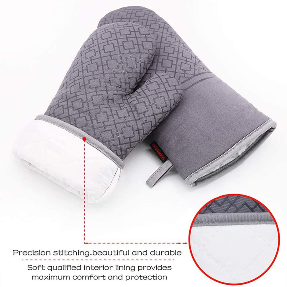 Oven Mitts And Pot Holders , Kitchen Oven Glove High Heat Resistant 500 Degree Extra Long Oven Mitts And Potholder