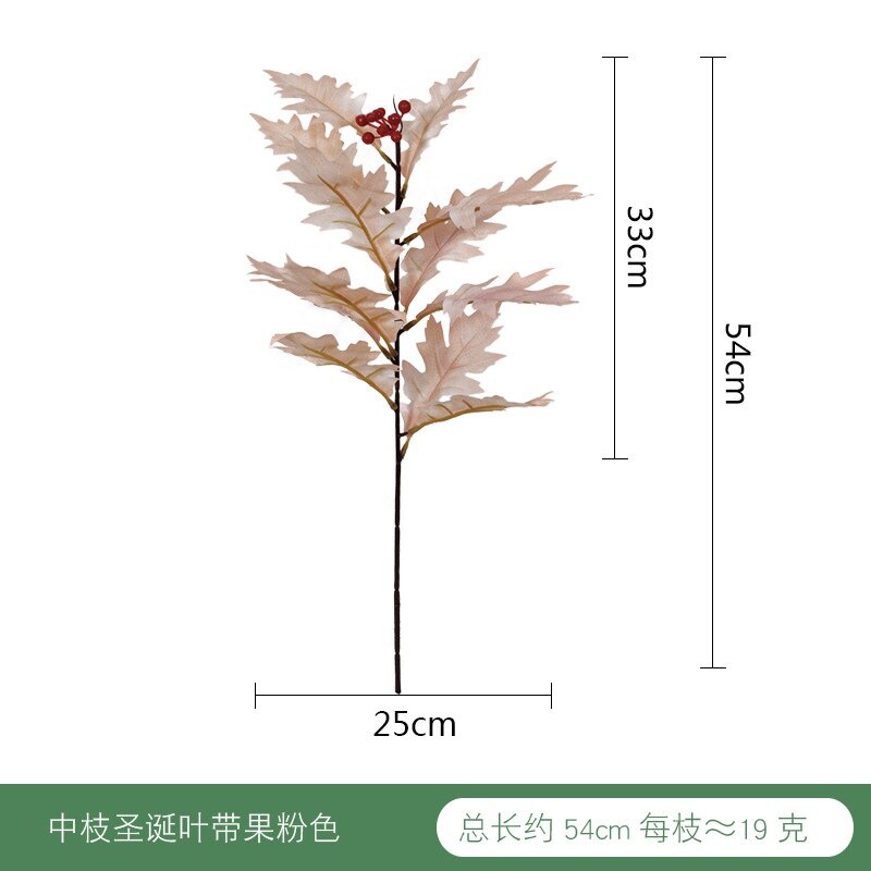 Artificial Plant Red Leaves Christmas Leaf Red Single Bottle Flower Arrangement Wedding Home Decoration Leaf: Light Elegant Pink