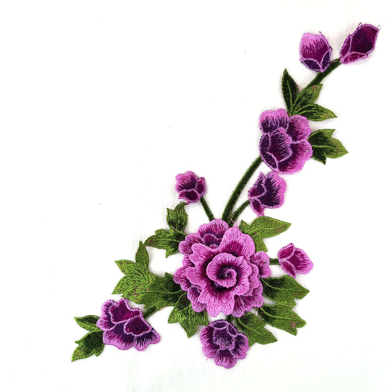 1 par de parches de tela bordados con flores para mujer, apliques de decoración de tela, estilo chino, 35x15CM