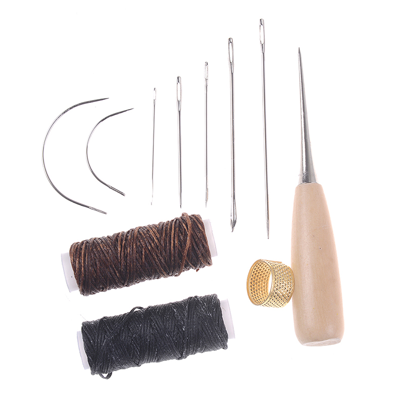 1 Juego de agujas de coser Awl cuero artesanal accesorios de costura Awl costura de cuero artesanía zapatos herramientas de reparación suministros