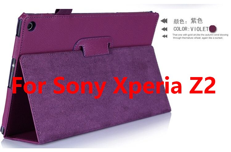 Case Voor 10.1 Inch Sony Xperia Tablet Z / Z2, filp Pu Lederen Beschermhoes Voor Sony Xperia Z1 Z2 Tablet + Film: Xperia Z2 purple