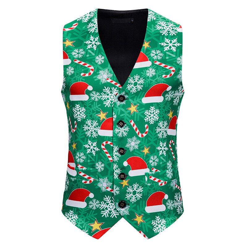 Vihreä joululiivi miesten merkki miesten puku liivi slim fit yksirivinen liivi miesten juhlat hääjuhlamekko liivit mies: Sd29 / Xxl