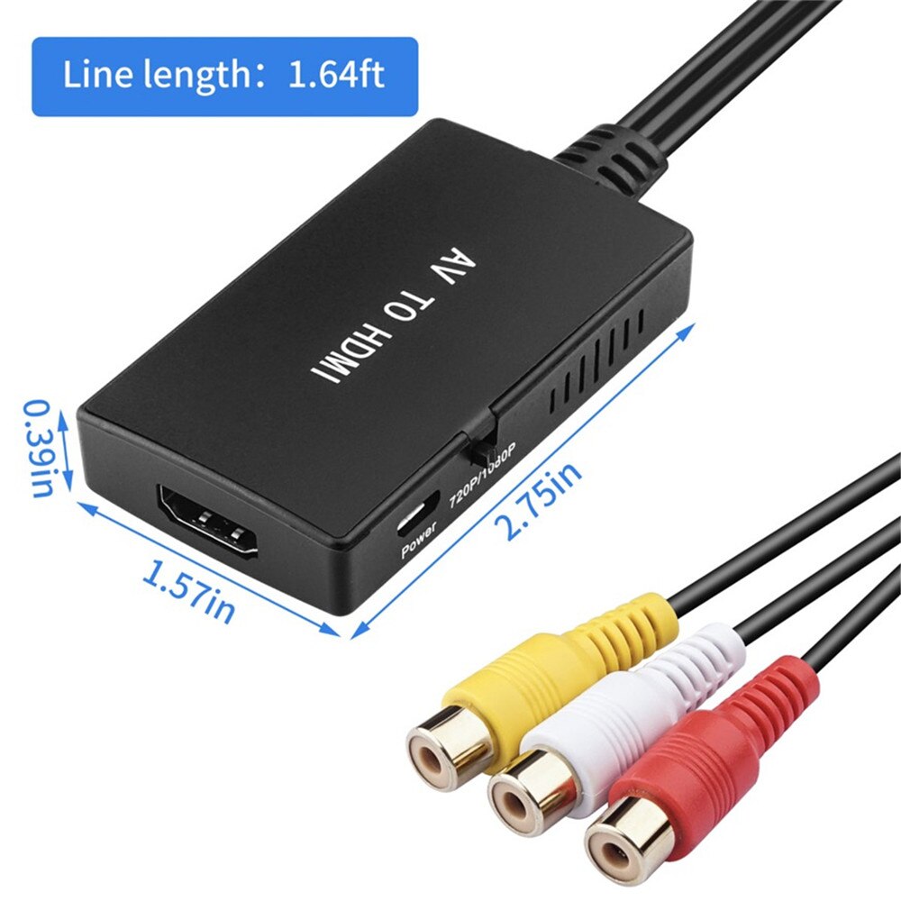 AV to HDMI Converter RCA to HDMI Audio Vdieo Converter Adapter Support 1080P/ 720P NTSC/PAL Compatible with PS1 PS2 PS3 HD TV